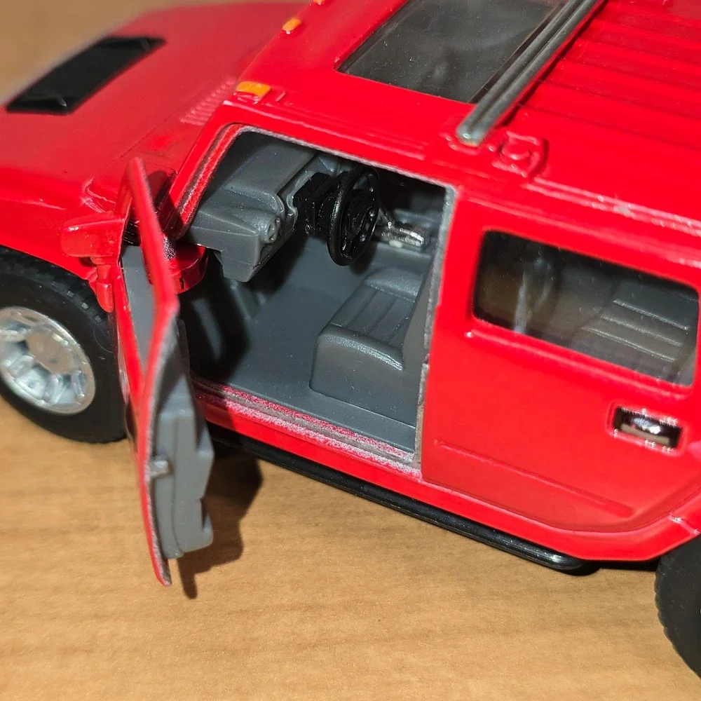2008 RED Hummer H2‎ SUV, Kinsmart, Diecast Model Toy Car, 5'', 1/40 scale